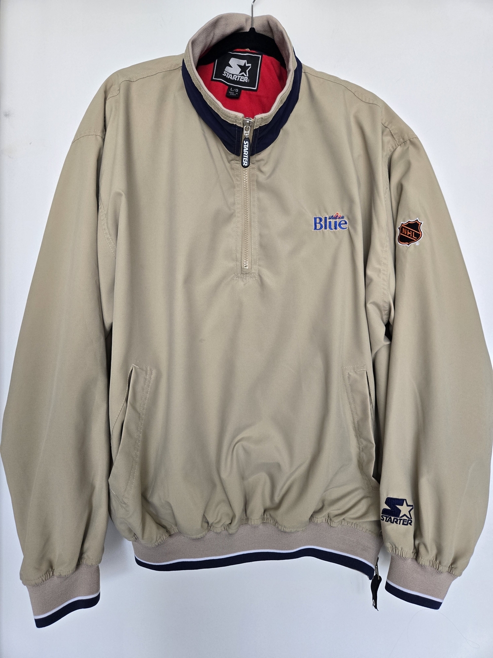 Vintage 90s Starter Labatt Blue NHL Quarter Zip Pullover Jacket Mens L